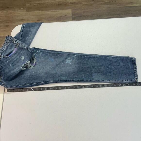 Polo Ralph Lauren Paint Splatter Jeans Women’s 28 Distressed Repair Slim Denim - Picture 13 of 16